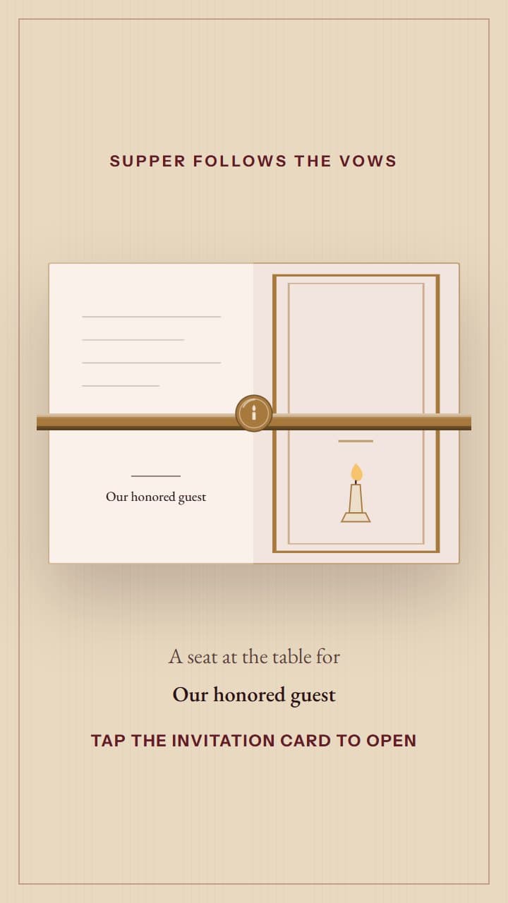 Candlelit Table, a wedding invitation design in Invitica's supper menu style