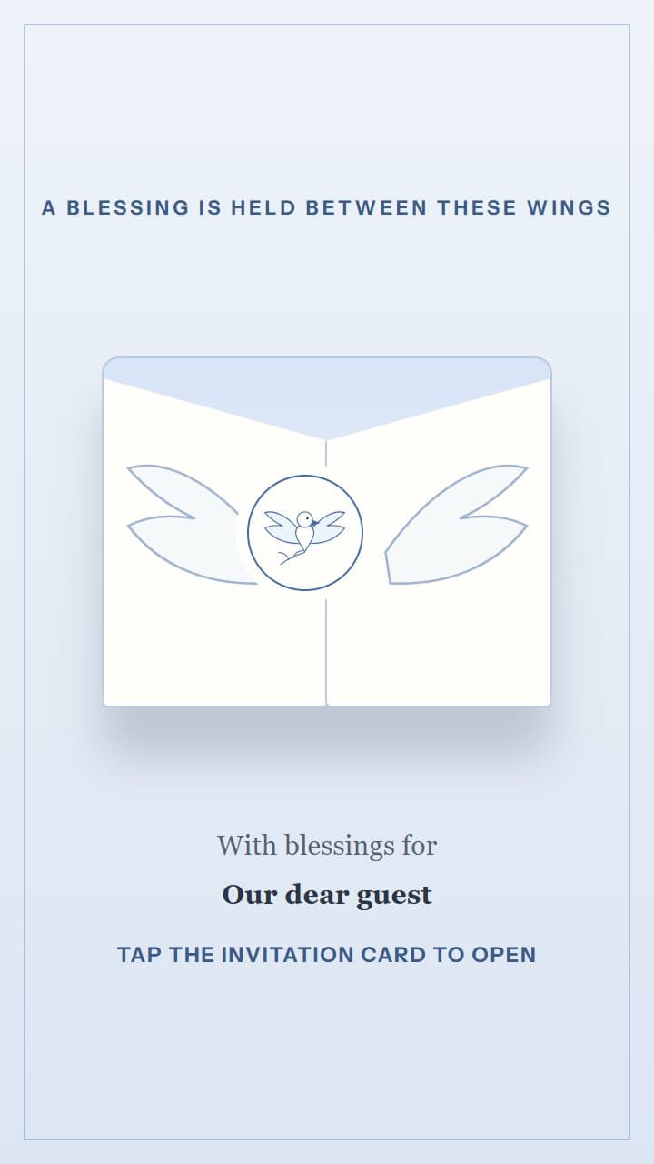 Dove's Blessing, a christening invitation design in Invitica's paper-sculpture devotional style
