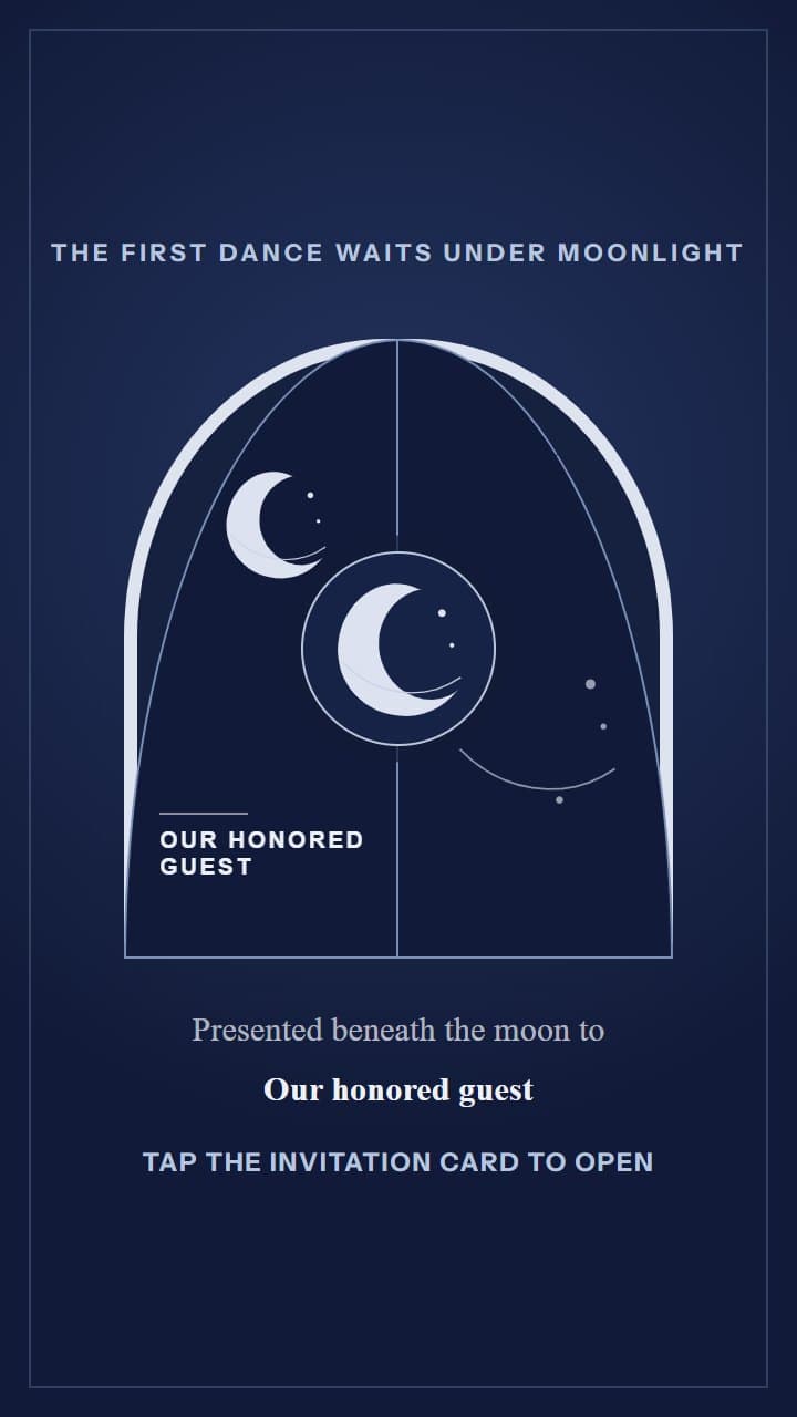 Moonlit Waltz, a debut invitation design in Invitica's celestial dance card style